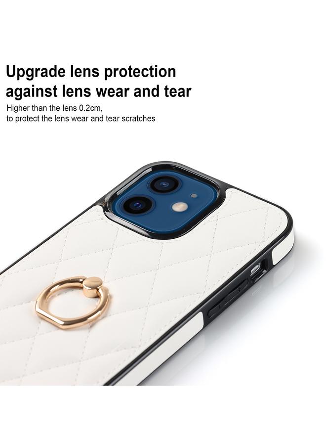 Zaboon Case For iPhone 12 mini Rhombic PU Leather Phone Case with Ring Holder - Image 5