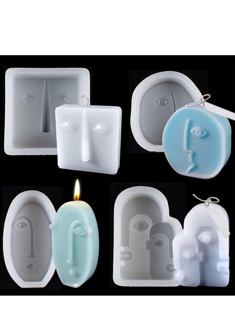 شو وو 4Pcs 3D Candle Mold, Silicone Abstract Molds for Making, Art Portrait Mold Handmade Soap Making/Resin Casting Home Decor - Image 1