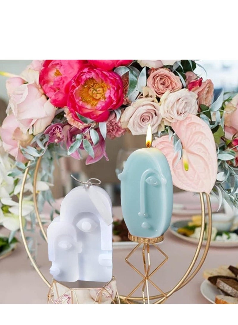 شو وو 4Pcs 3D Candle Mold, Silicone Abstract Molds for Making, Art Portrait Mold Handmade Soap Making/Resin Casting Home Decor - Image 2