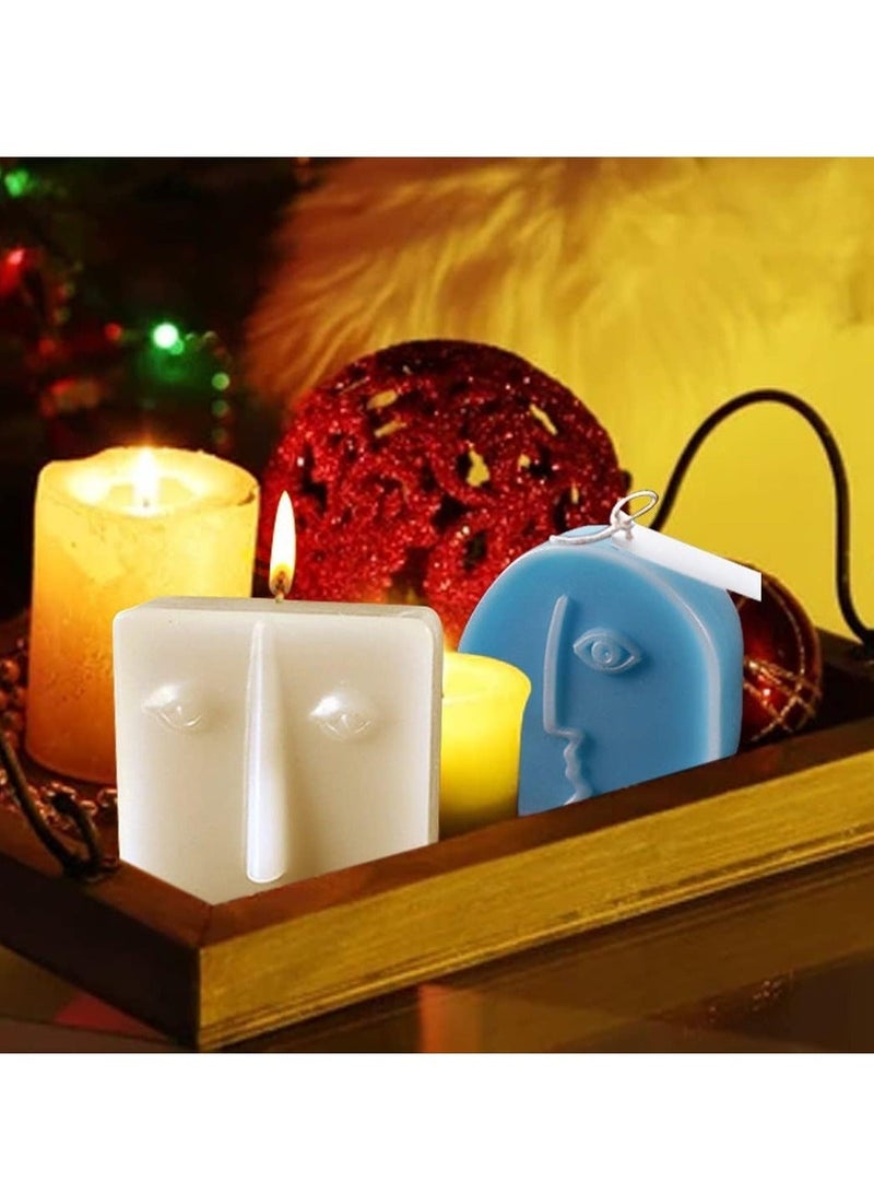 شو وو 4Pcs 3D Candle Mold, Silicone Abstract Molds for Making, Art Portrait Mold Handmade Soap Making/Resin Casting Home Decor - Image 3