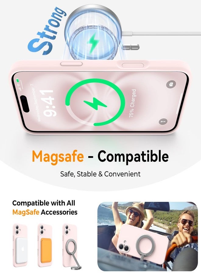 AOTESIER Magnetic for iPhone 16 Plus Case, [Compatible with MagSafe][Camera Protection], Food Grade Silicone Phone Case with [2 Screen Protectors], Anti-Scratch Protective Lining, Chalk Pink - Image 3