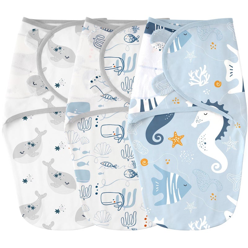 Yoofoss Baby Swaddles for Newborns 100 Cotton Adjustable Swaddle 03 Months 3 Pack Newborn Swaddle Sack Breathable SoftSmall - Image 2