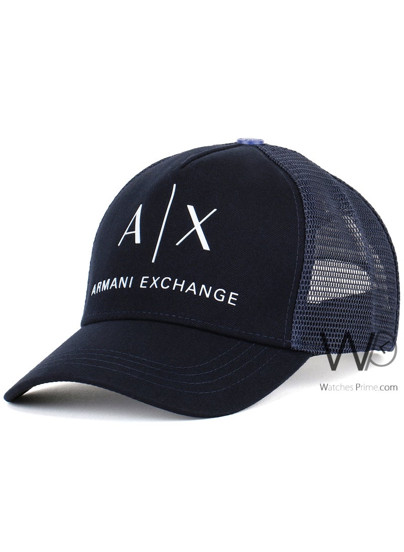 Armani Exchange Armani Exchange AX Trucker Mesh Cap Navy Blue Color Cotton Hat For Men  - Image 1
