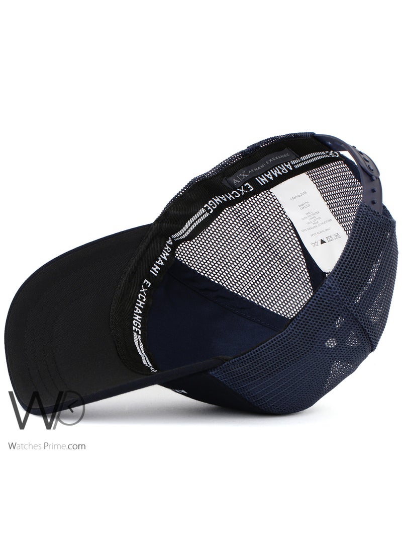 Armani Exchange Armani Exchange AX Trucker Mesh Cap Navy Blue Color Cotton Hat For Men  - Image 4