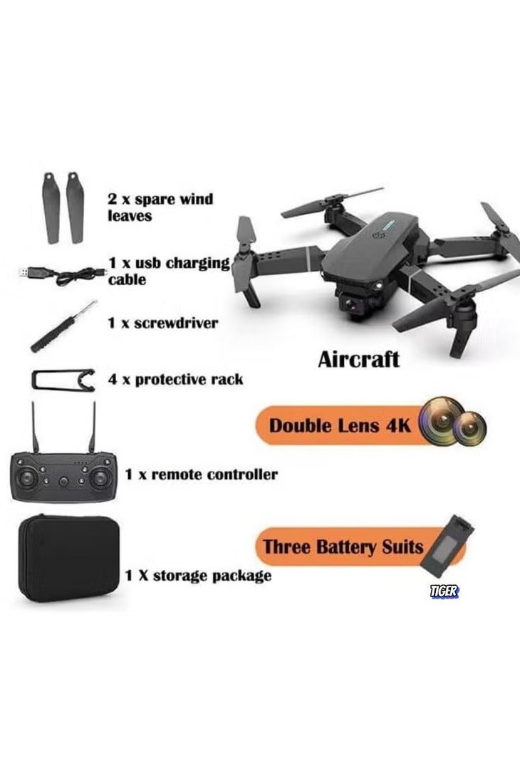 E88E525 Mini Drone – 4K HD Dual Camera WiFi FPV Quadcopter, Foldable Remote Control Drone for Adults & Kids, Stable Flight, Long Battery Life, Black - Image 2