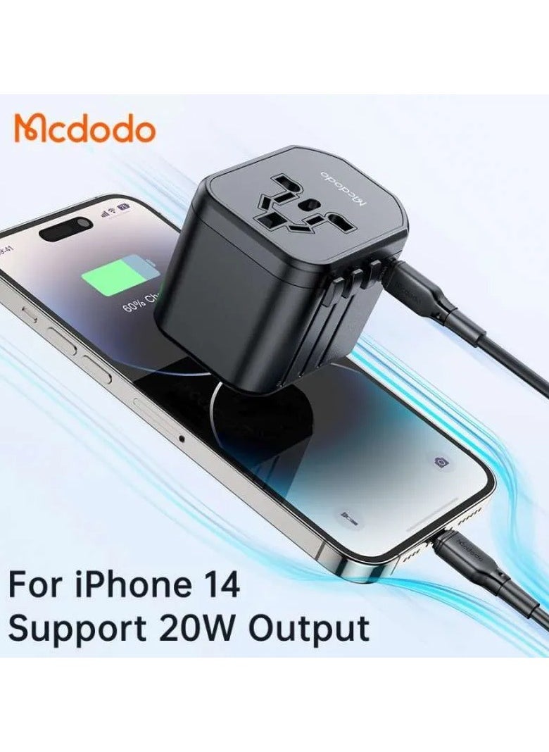 Mcdodo MCDODO CP-3471 Universal Travel Adapter Converter Overseas 20W Charger Plug USB And Type C PD FAST Charging  - Image 4