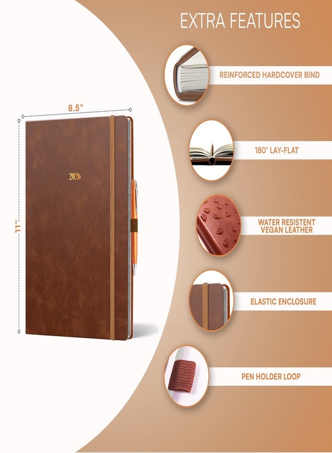 Ensight 2026 Hardcover Appointment Book & Planner 8.5" x 11" inches Large Tabbed Daily Hourly Weekly Planner Schedule Book 15 Minute time Slots Business & Personal Planner Jan 2026 Dec 2026 Brown - Image 5