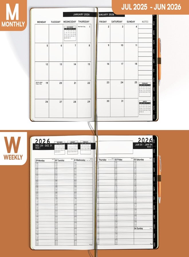 Ensight 2026 Hardcover Appointment Book & Planner 8.5" x 11" inches Large Tabbed Daily Hourly Weekly Planner Schedule Book 15 Minute time Slots Business & Personal Planner Jan 2026 Dec 2026 Brown - Image 2