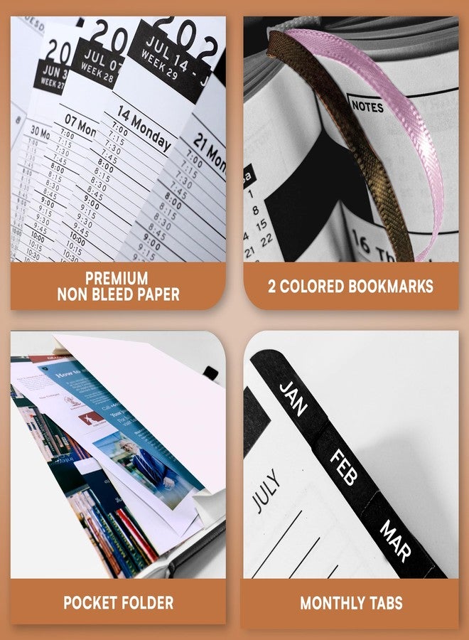 Ensight 2026 Hardcover Appointment Book & Planner 8.5" x 11" inches Large Tabbed Daily Hourly Weekly Planner Schedule Book 15 Minute time Slots Business & Personal Planner Jan 2026 Dec 2026 Brown - Image 4