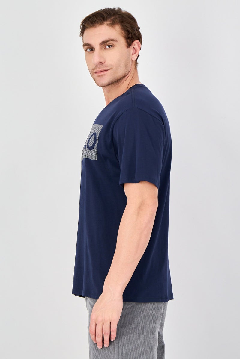 Buffalo Men Crew Neck Short Sleeve Brand Logo T-Shirt, Navy - Image 2