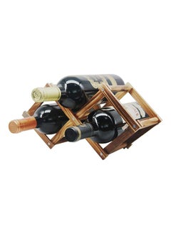 HOME TASTE Hometaste Free-Standing Wooden Wine Rack For Display And Storage - Tabletop And Countertop Bottle Holder Shelves (3 Bottle Brown) 