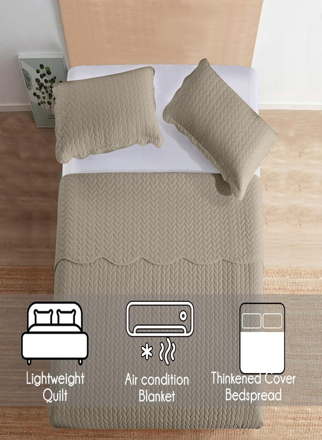 MOONLIGHT20015 Bedspreads Quilts Queen Size Bedding Set (90" x 96") - 2 Pillow Shams (20" x 26"+ 2") - All Season Lightweight Reversible 3 Pcs Microfiber Coverlet Set Embossed Quilt Bedspreads (Beige) - Image 2