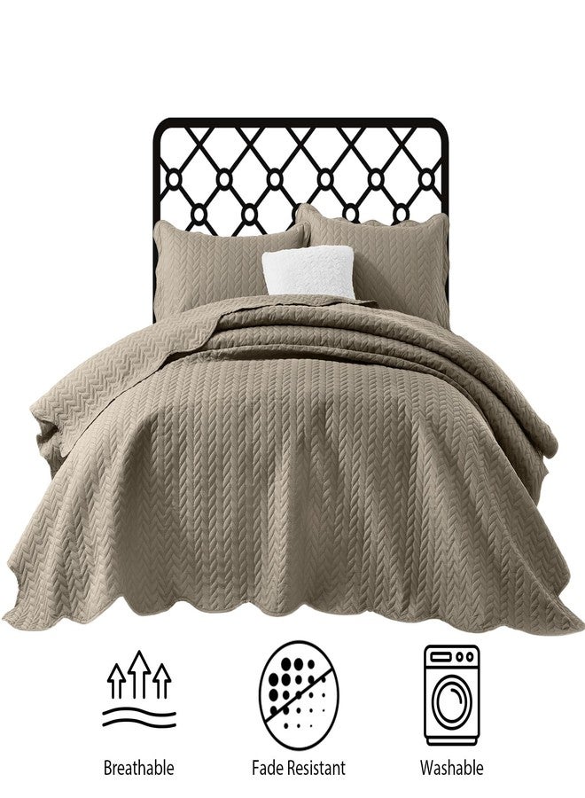 MOONLIGHT20015 Bedspreads Quilts Queen Size Bedding Set (90" x 96") - 2 Pillow Shams (20" x 26"+ 2") - All Season Lightweight Reversible 3 Pcs Microfiber Coverlet Set Embossed Quilt Bedspreads (Beige) - Image 3