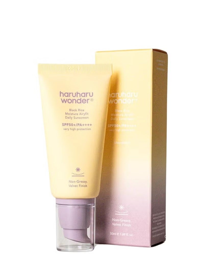 haruharu Wonder Black Rice Moisture Airyfit Sunscreen SPF50+ PA++++ – 50ml Korean Face Sunscreen – Lightweight, Hydrating & Non-Greasy Sunblock for All Skin Types – Wonder Rice UV Protection for Sensitive Skin - Image 1
