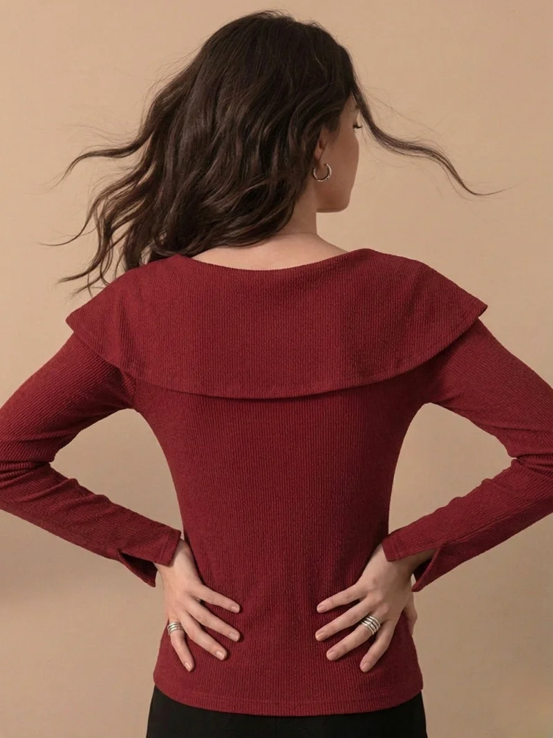 Outzidr  Red Side Bow Top for Women | Best Price UAE