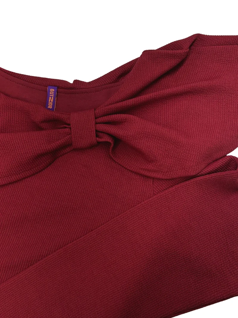 Outzidr  Red Side Bow Top for Women | Best Price UAE