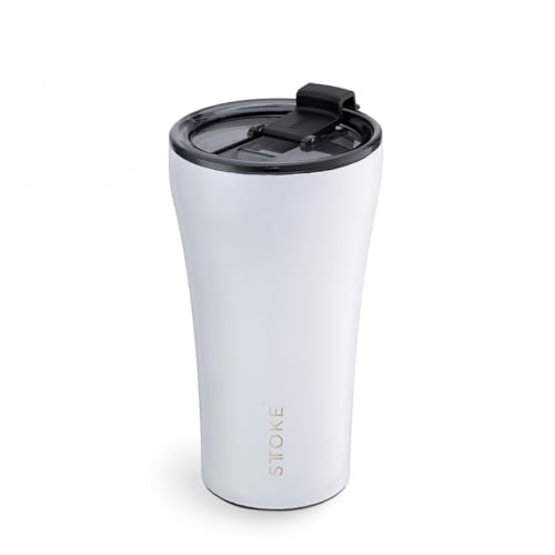 Sttoke Leakproof Ceramic Reusable Coffee Cup 12 oz - Angel White SLP12AW0620 0 - Image 1