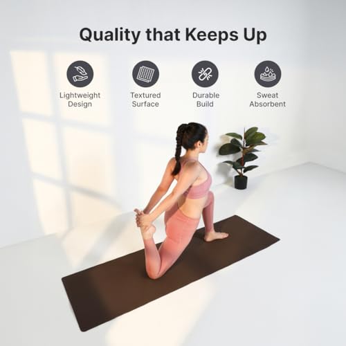 Cult Yoga Mat EVA 4mm with Carry Strap – Non-Slip, Lightweight, Cushioned & Sweat-Resistant Exercise Mat – Durable, Portable & Eco-Friendly Workout Mat for Yoga, Pilates, Home Gym & Fitness – Brown - Image 4