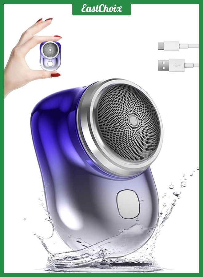 EastChoix 6-Blade Electric Shaver for Men, Wet & Dry IPX7 Waterproof, USB Type-C Charging, Travel Shaver, Portable Electric Razor, Precision Blades for Smooth Shave, Rechargeable Face Groomer, Beard Trimmer, 3 Replacement Blades, Fast Charging, Compact Design (Blue) - Image 1