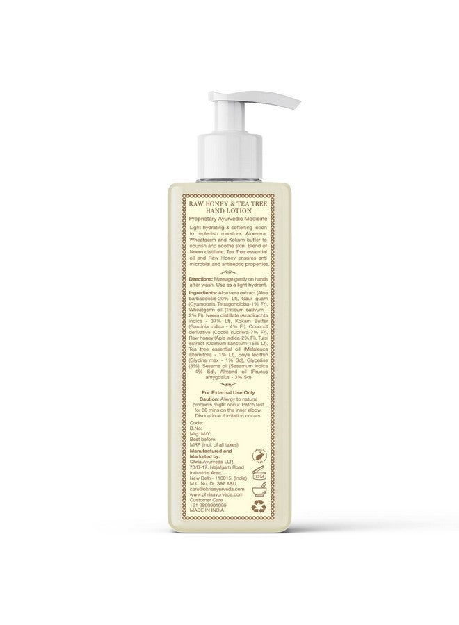 Ohria Ayurveda Raw Honey & Tea Tree Hand Lotion | Soften, Protect & Hydrates | Suitable for All Skin Types - 200ml - Image 5