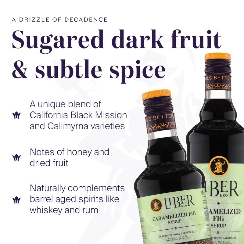 Liber & Co. Caramelized Fig Syrup - Craft Cocktail Mixer Made with California Mission & Calimyrna Figs - Perfect for Old Fashioneds, Manhattans & Aged Spirit Cocktails - Makes 25 Drinks (12.7 oz) - Image 2