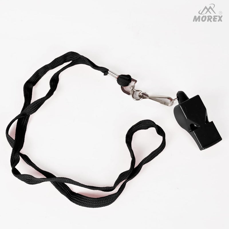 MOVEX Morex Whistle for Sports Coaches with Lanyard – Professional Sports High Sound Whistle for Referees, Coaches, Lifeguards, Self-Defence & Survival – Loud Hyper Whistle (Pack of 1) (Black) - Image 2
