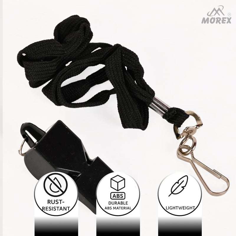 MOVEX Morex Whistle for Sports Coaches with Lanyard – Professional Sports High Sound Whistle for Referees, Coaches, Lifeguards, Self-Defence & Survival – Loud Hyper Whistle (Pack of 1) (Black) - Image 3