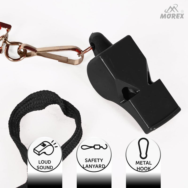 MOVEX Morex Whistle for Sports Coaches with Lanyard – Professional Sports High Sound Whistle for Referees, Coaches, Lifeguards, Self-Defence & Survival – Loud Hyper Whistle (Pack of 1) (Black) - Image 4