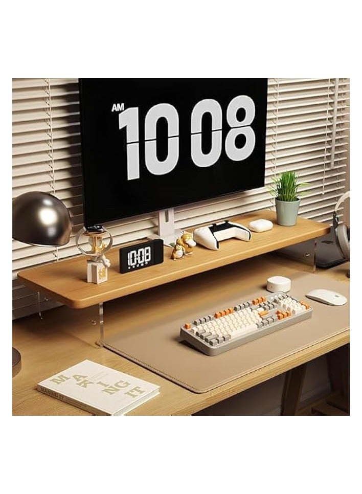 erorex Monitor Stand Riser,60cm Wood & Acrylic Computer Monitor Stand ,Desk Accessories Desktop Organizer Stand for Computer,Laptop,Printer,PC & TV Screen Riser (Log, 80X20cm) - Image 2