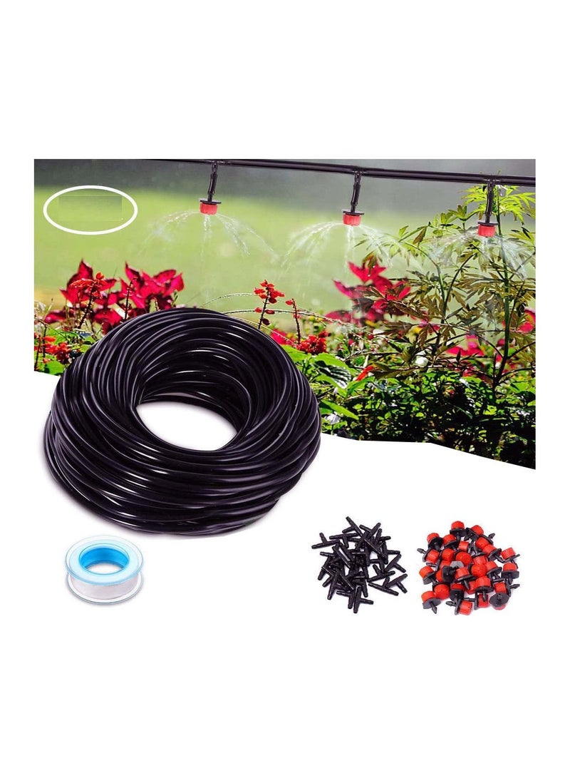 Generic DIY Crafts Drip Irrigation Kit 10mtr Pipe+T/Tee Anti-Clogging Degrees Adjustable Irrigation Sprinklers Heads 1/4 Inch Drip Irrigation Nozzle Emitter Gardens Meadows Emitter/Dripper (40x, Head Kit) - Image 1