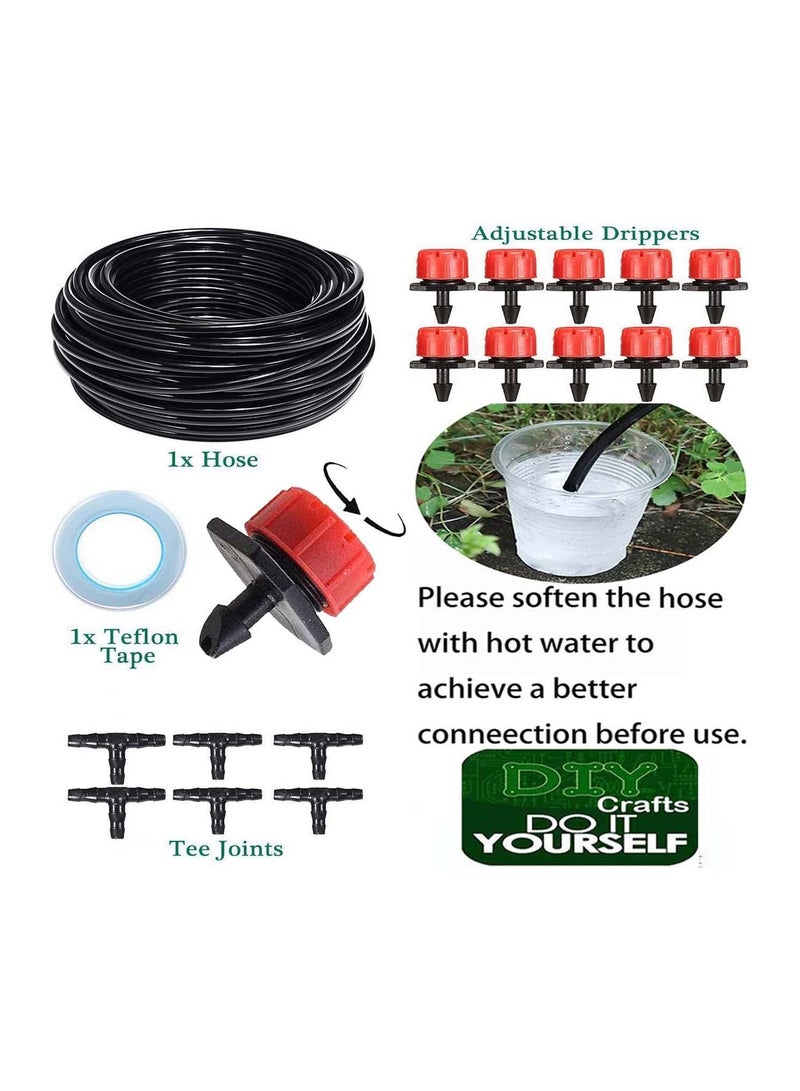 Generic DIY Crafts Drip Irrigation Kit 10mtr Pipe+T/Tee Anti-Clogging Degrees Adjustable Irrigation Sprinklers Heads 1/4 Inch Drip Irrigation Nozzle Emitter Gardens Meadows Emitter/Dripper (40x, Head Kit) - Image 2