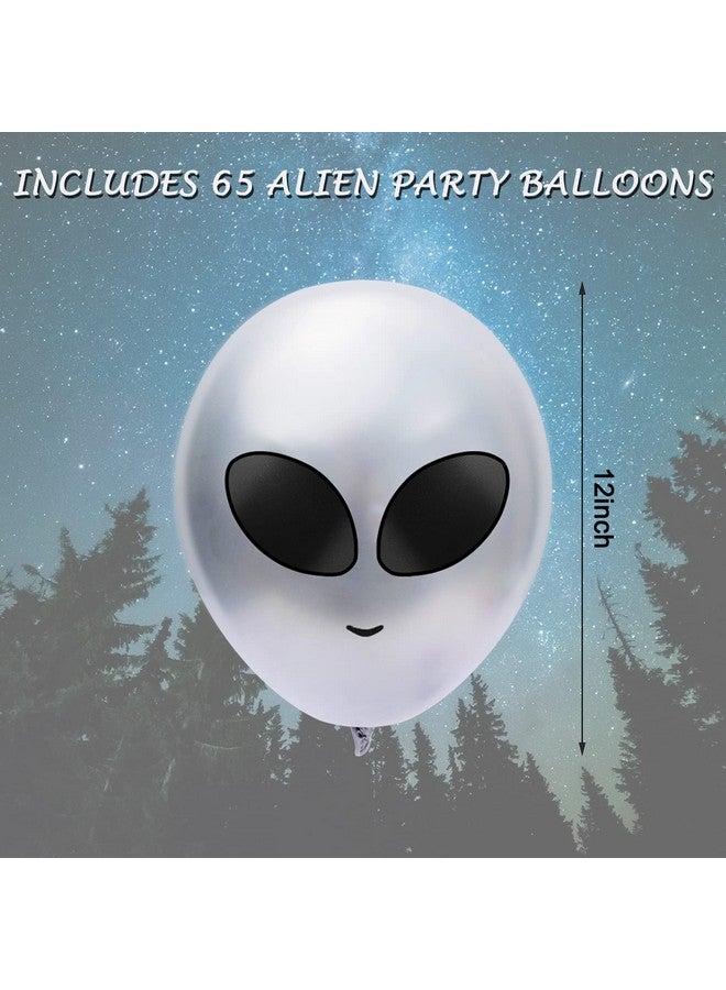 Whaline 65Pcs Alien Balloons Silver Alien Party Latex Balloons UFO balloons Outer Space Aliens Decorations for Birthday Party Baby Shower Supplies Home Backdrop Decorations - Image 2