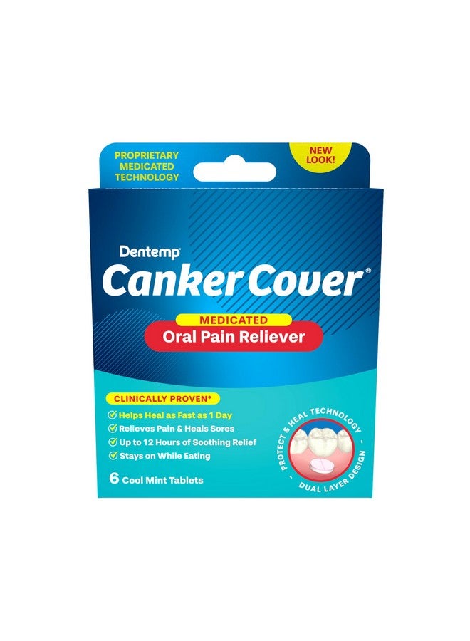 Dentemp Canker Cover - Canker Sore Medicine Pain Reliever (6 Counts) - Canker Sore Treatment to Relieve Canker Pain, Mouth Sores & Mouth Irritation - Fast Acting Canker Sore Relief Tablets for Adults - Image 1