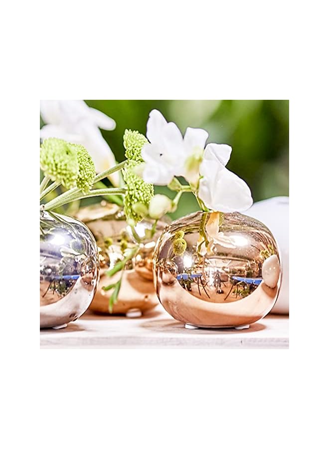 The Bros مجموعة من 6 مزهريات جوجو الصغيرة بقطر 3 بوصات، مزهرية زهور سيراميكية دائرية، مزهرية زهور حديثة زخرفية لتزيين المنزل، مركز طاولة غرفة المعيشة والفعاليات، مزهرية براعم لطيفة (ذهبي) - Image 5