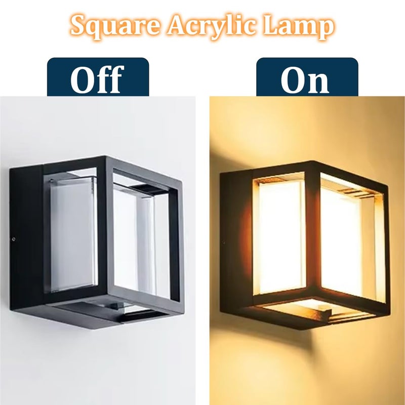 fizzytech مصباح حائط خارجي LED مقاوم للماء IP65 6W - مصباح حائط حديث من الألمنيوم للحديقة، الشرفة، الفناء - إضاءة خارجية زخرفية أنيقة (مربع/أبيض دافئ) - Image 4