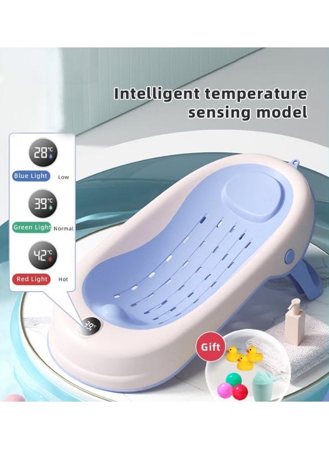 هوكور كرسي حمام الطفل 8 جهاز كمبيوتر شخصي ، مهد نظيف ، دعم حمام الرضع مع استشعار درجة الحرارة + كأس شامبو غسيل الشعر + فرشاة + 2 بطة + 3 كرات المحيط للمولدين الجدد إلى استخدام الطفل الصغير في الحوض أو حوض الاستحمام ، حر يديك - Image 1