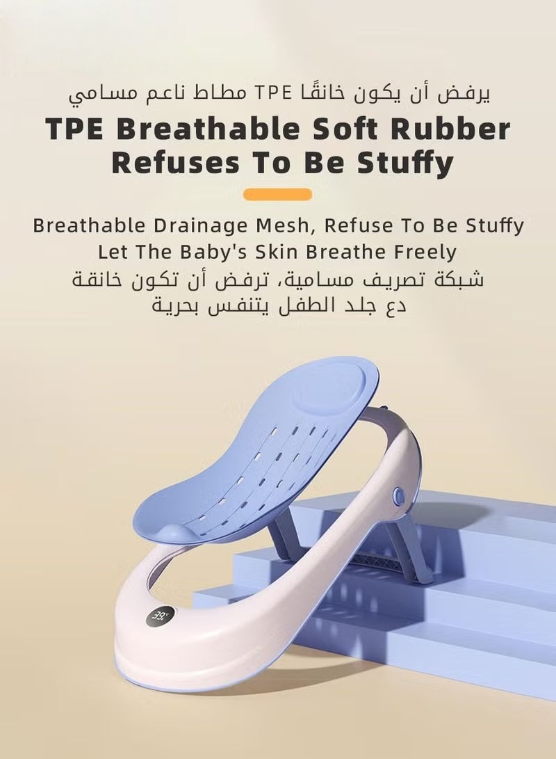 هوكور كرسي حمام الطفل 8 جهاز كمبيوتر شخصي ، مهد نظيف ، دعم حمام الرضع مع استشعار درجة الحرارة + كأس شامبو غسيل الشعر + فرشاة + 2 بطة + 3 كرات المحيط للمولدين الجدد إلى استخدام الطفل الصغير في الحوض أو حوض الاستحمام ، حر يديك - Image 5
