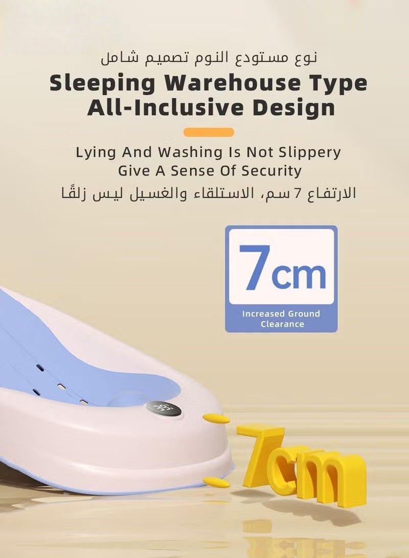 هوكور كرسي حمام الطفل 8 جهاز كمبيوتر شخصي ، مهد نظيف ، دعم حمام الرضع مع استشعار درجة الحرارة + كأس شامبو غسيل الشعر + فرشاة + 2 بطة + 3 كرات المحيط للمولدين الجدد إلى استخدام الطفل الصغير في الحوض أو حوض الاستحمام ، حر يديك - Image 4