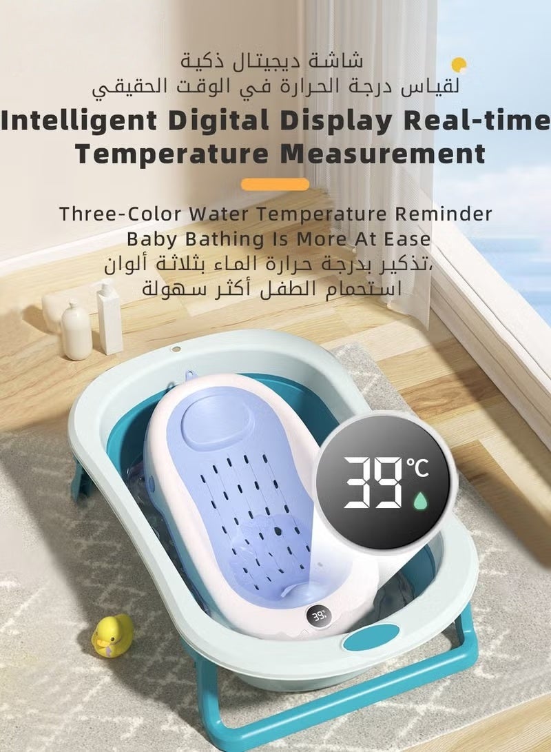 هوكور كرسي حمام الطفل 8 جهاز كمبيوتر شخصي ، مهد نظيف ، دعم حمام الرضع مع استشعار درجة الحرارة + كأس شامبو غسيل الشعر + فرشاة + 2 بطة + 3 كرات المحيط للمولدين الجدد إلى استخدام الطفل الصغير في الحوض أو حوض الاستحمام ، حر يديك - Image 3