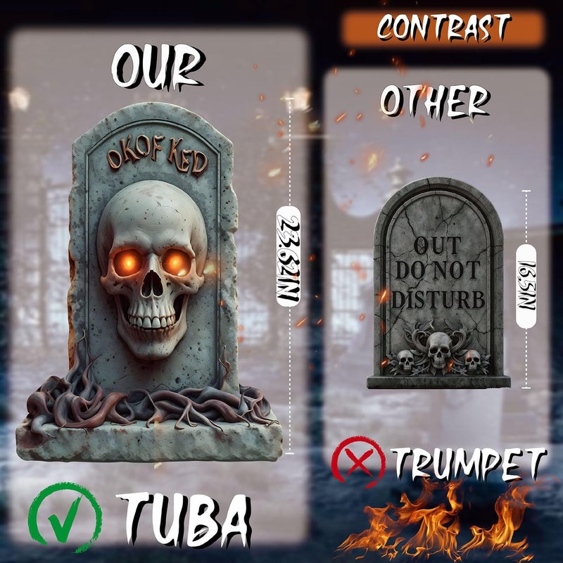 BoGlowHaven 23" Large Tombstones for Graves Halloween (5-Pack) - Outdoor Waterproof Graveyard Decor with Fiberglass Stakes Halloween Tombstones Outdoor Yard Signs - Image 4
