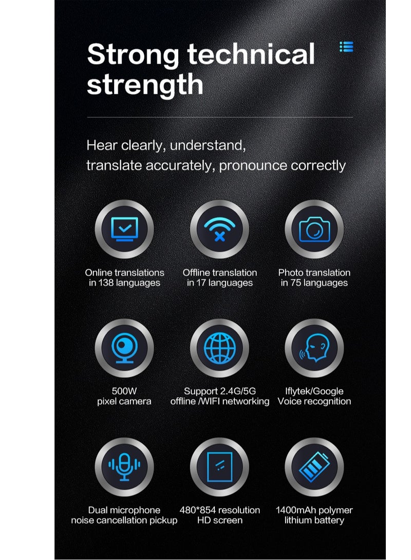 Gasin T17 Smart AI Translator – Voice, Text & Photo Translation (138 Online/17 Offline Languages, Arabic Included), ChatGPT, Global WiFi (2.4G/5G), Google Access, Premium Business & Travel Companion  - Image 3