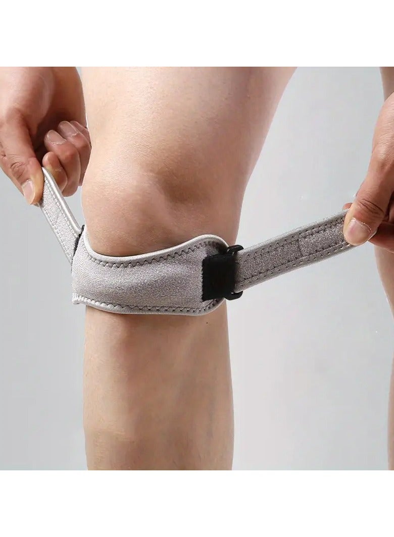 Goolsky 1pc Adjustable Patella Knee Support Strap - Stabilizes Knee Pad, Keep Joint Comfortable for Sports & Daily Use Knee Braces Patellar - Breathable Fabric, Washable - Gray - Image 2
