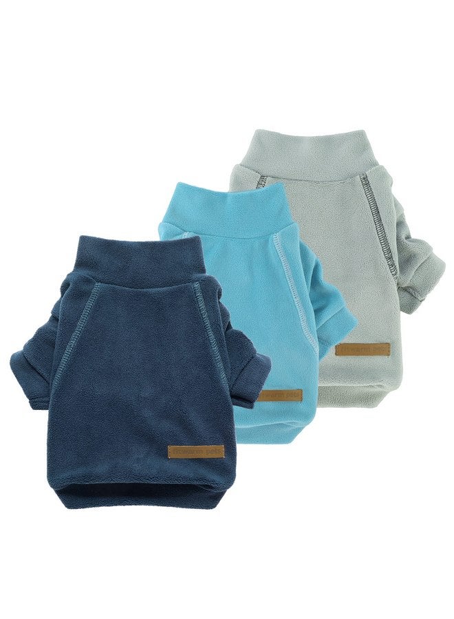 فيت وورم مجموعة من 3 قطع من سترة الصوف الكلاسيكية للكلاب من Fitwarm، سترة ذات رقبة مدورة للكلاب، ملابس شتوية للكلاب الصغيرة من الأولاد والبنات، سترة للحيوانات الأليفة، ملابس للقطط، أزرق، رمادي، أزرق داكن، مقاس XXL - Image 1