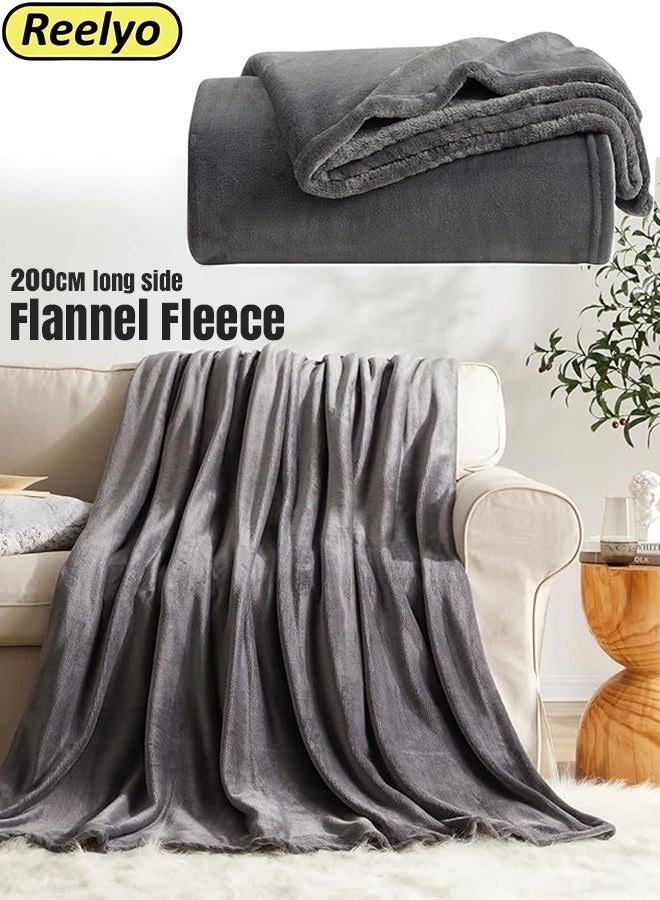 Reelyo Flannel Fleece Living Coral Blanket Weightless Sheet Blankets Silky Wool Blanket Ac Blanket Double Bed Blanket Throw Super Soft Lightweight Bed Blanket Plush Fuzzy Cozy Luxury Microfiber Throw Blanket Super Cozy And Comfy For All Seasons Velvet Blanket Blanket Soft Korean King Size Single & Double For Bed, Sofa, Couch, Travel, Camping 200cm(L) Dark Grey - Image 4
