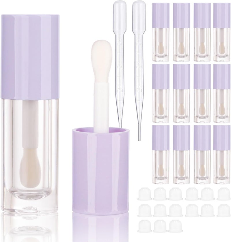 COSIDEA 14pcs Empty 6ml big doe foot wand Chunky lip gloss tubes for DIY lipgloss,Pink round lipgloss containers tubes with thick wand (Purple) - Image 1