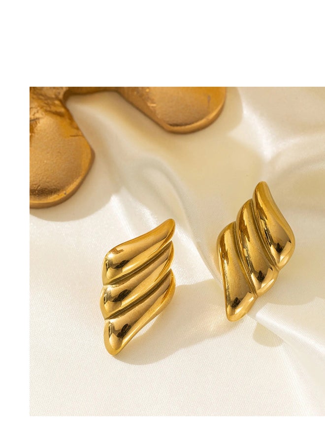 ذا بلاك بيرل اكسسوريز حلق أستانليس ستيل ذهبي - Image 4