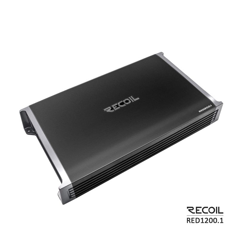 Recoil RED1200-1 2500 وات فئة D مضخم صوت سيارة أحادي الكتلة مع سوبووفر قابل للتثبيت 1 أوم ثابت، مزود بمقبض بيس عن بُعد - Image 2