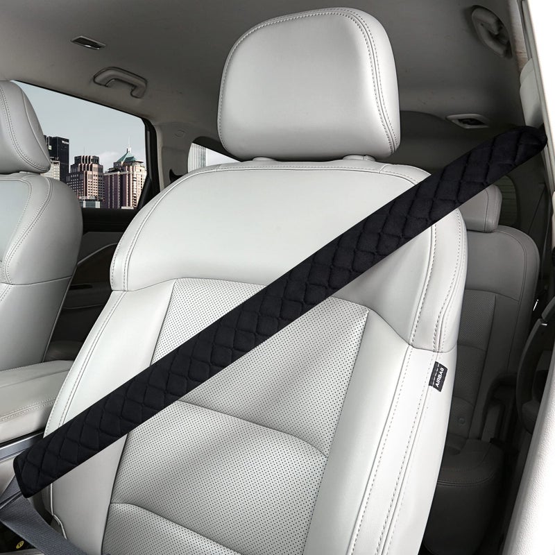 HighnessHwoo Extra Long Seatbelt Covers for Adults Kids Women  Men Soft Car Seat Belt Strap Cushion for Sedan SUV Trucks Shoulder Neck Chest Protector Pads Auto Accessories 1pc Black 335in