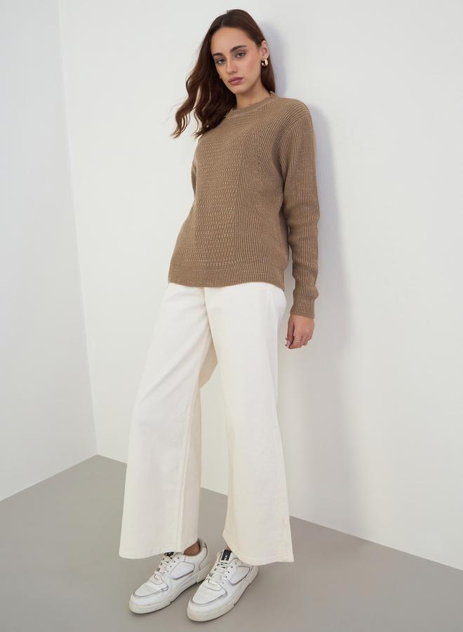 Styli Beige Regular Fit Knit Sweater - Image 2