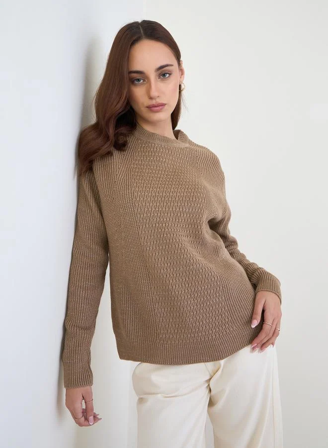 Styli Beige Regular Fit Knit Sweater